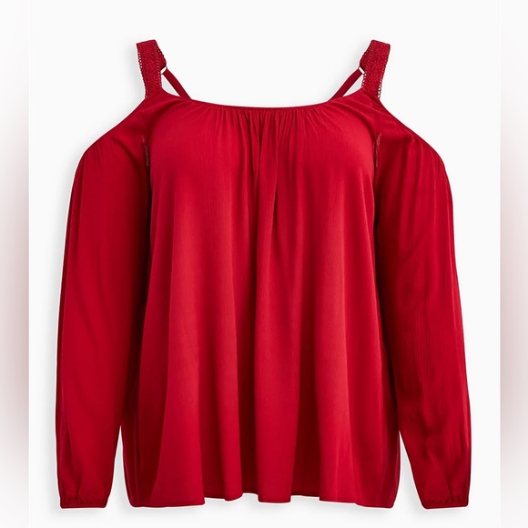 🆕🦄Torrid NWT🔖Beautiful Red Cold Shoulder Swing Top - 5x - Picture 5 of 6